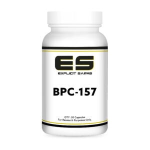 BPC-157 Sarms supplement bottle for muscle recovery and research purposes, from Explicit Sarms.