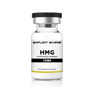 HMG lyophilized powder supplement for research, 75mg, from Explicit Sarms, designed to support muscle growth and hormone optimization in scientific studies.